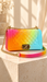 Rainbow quilted purse - detail view