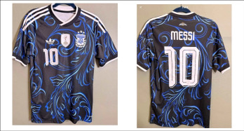 Argentina Messi #10 jersey in black and blue