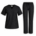 Uniform Style 1136 scrub set in black - front view