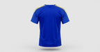 Blue and yellow trim jersey detail view