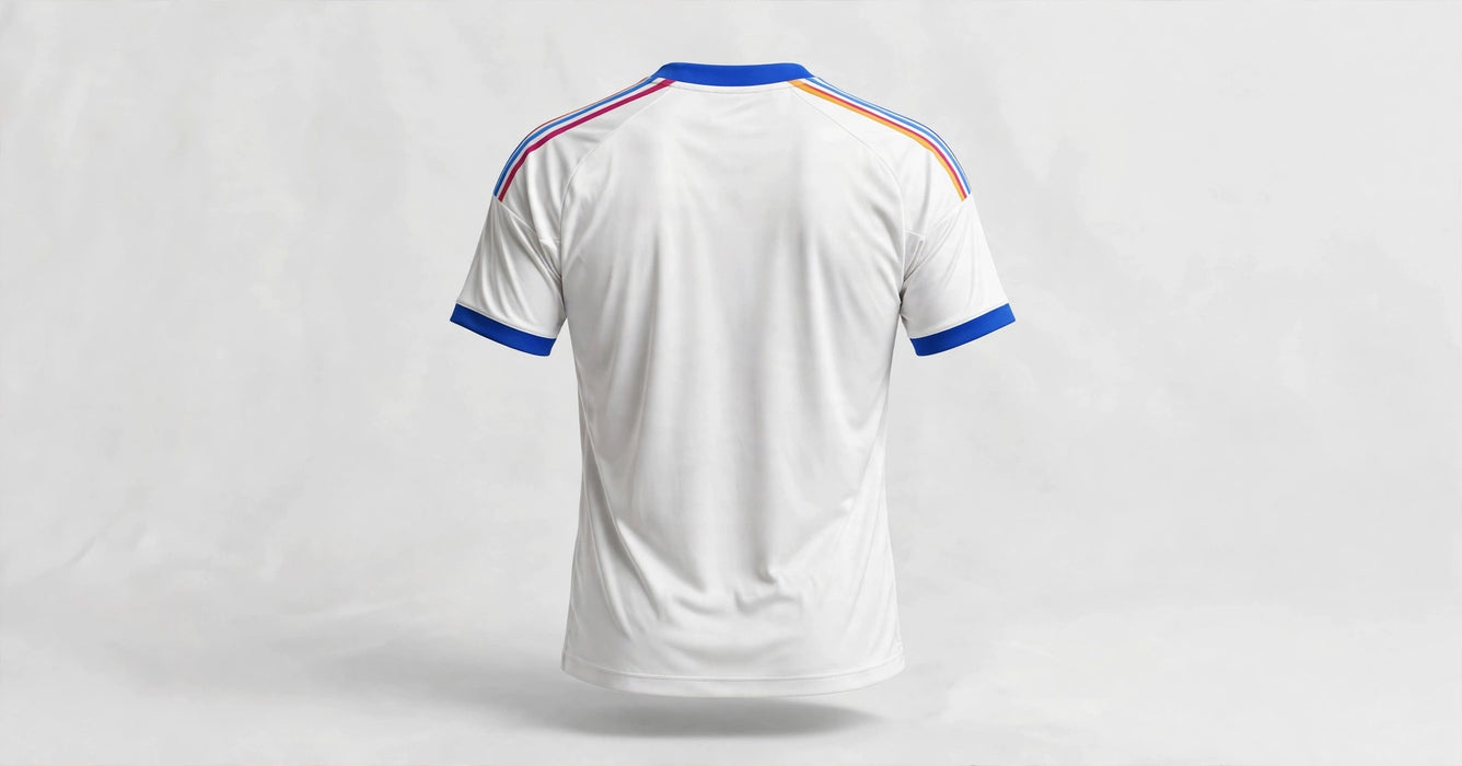 White blue and red trim jersey detail view