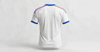 White blue and red trim jersey detail view