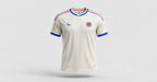 Jersey with white blue and red trim - studio front view