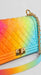 Rainbow quilted purse quilted stitching and clasp detail