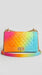 Rainbow quilted purse with gold chain - studio front view