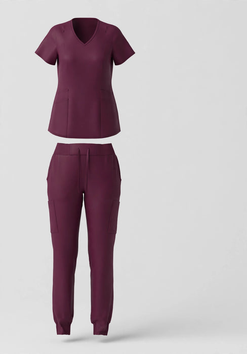 Uniform Style 1143 scrub set in wine - studio front view