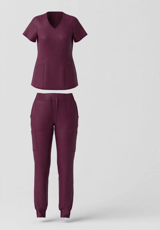 Uniform Style 1143 scrub set in wine - studio front view
