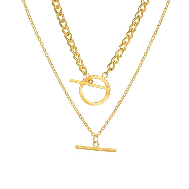 Thick Chain Toggle Clasp Gold Necklace