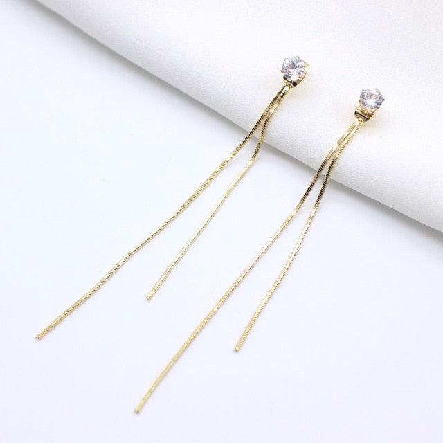 Vintage Gold Long Thread Tassel Drop Earrings