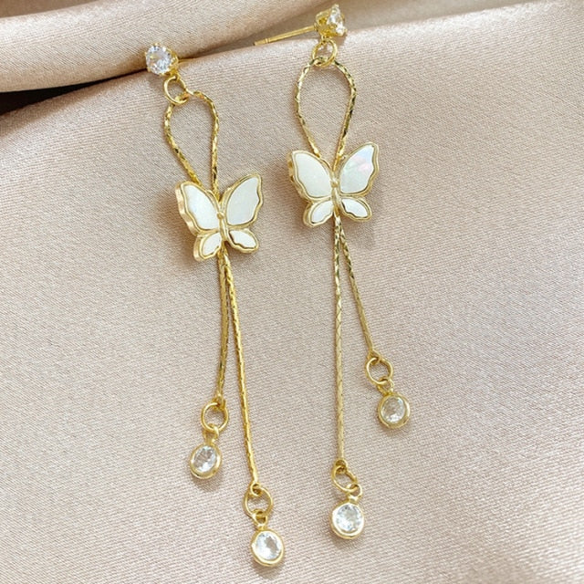 Vintage Gold Long Thread Tassel Drop Earrings