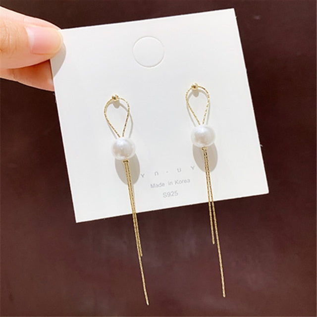 Vintage Gold Long Thread Tassel Drop Earrings